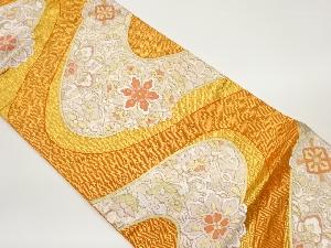 曲線・華紋・唐花に紗綾形模様織出し袋帯